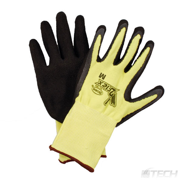 Neon Yellow Flex Fit Glove w/ Latex Palm, Medium - Storage